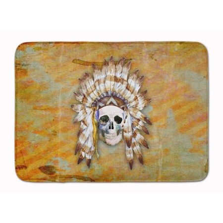 Carolines Treasures Day of the Dead Indian Skull Machine Washable Memory Foam Mat BB5121RUG